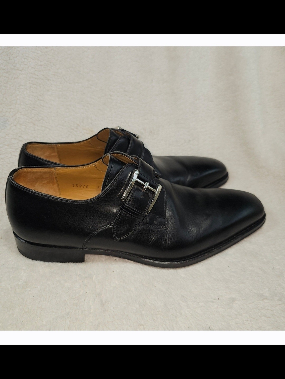 Magnanni Monk Strap Dress Shoes Mens 7M Black Leather Dress Buckle Shoes Spain.